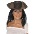 Pirátský klobouk s vlasy-hnědý